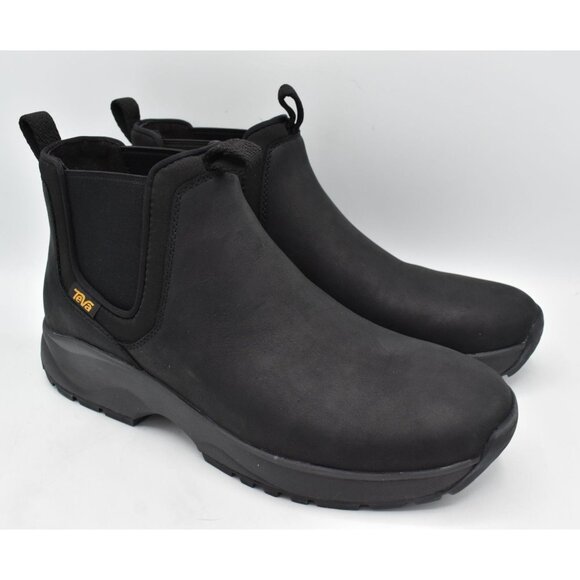 Teva Mens Size 12 Tusayan Black leather Pull On Water Resistant Chelsea Boots - Picture 4 of 12